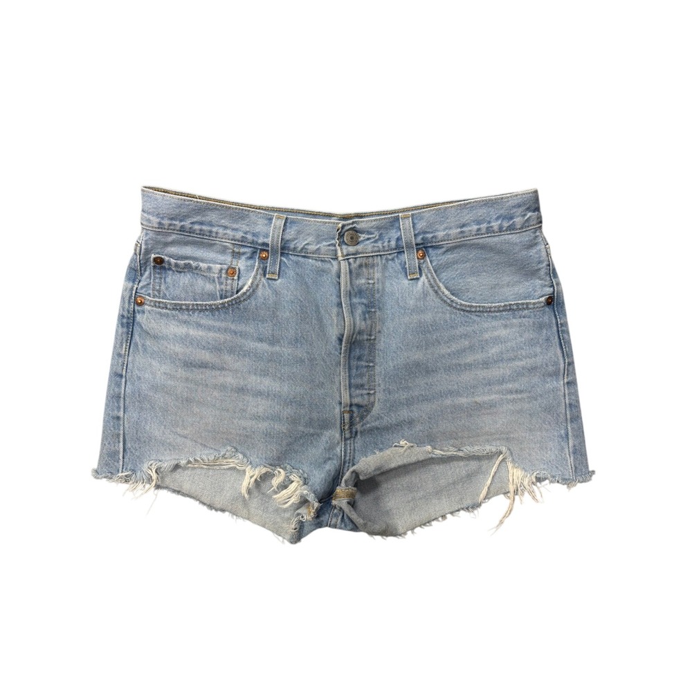 Levi's 501 Cut Off Shorts Womens 31 Light Blue High Rise Frayed Button Fly
